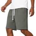 thumbnail image 5 of ADSSDQ Mens Shorts Summer Casual Waffle Knit Drawstring Elastic Waist Comfy Short with Pockets Beach Vacation Gray L, 5 of 7