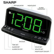 Sharp Alarm Clock with Night Light - Easy to See Large Numbers, Loud Beep Alarm, Green LED Display