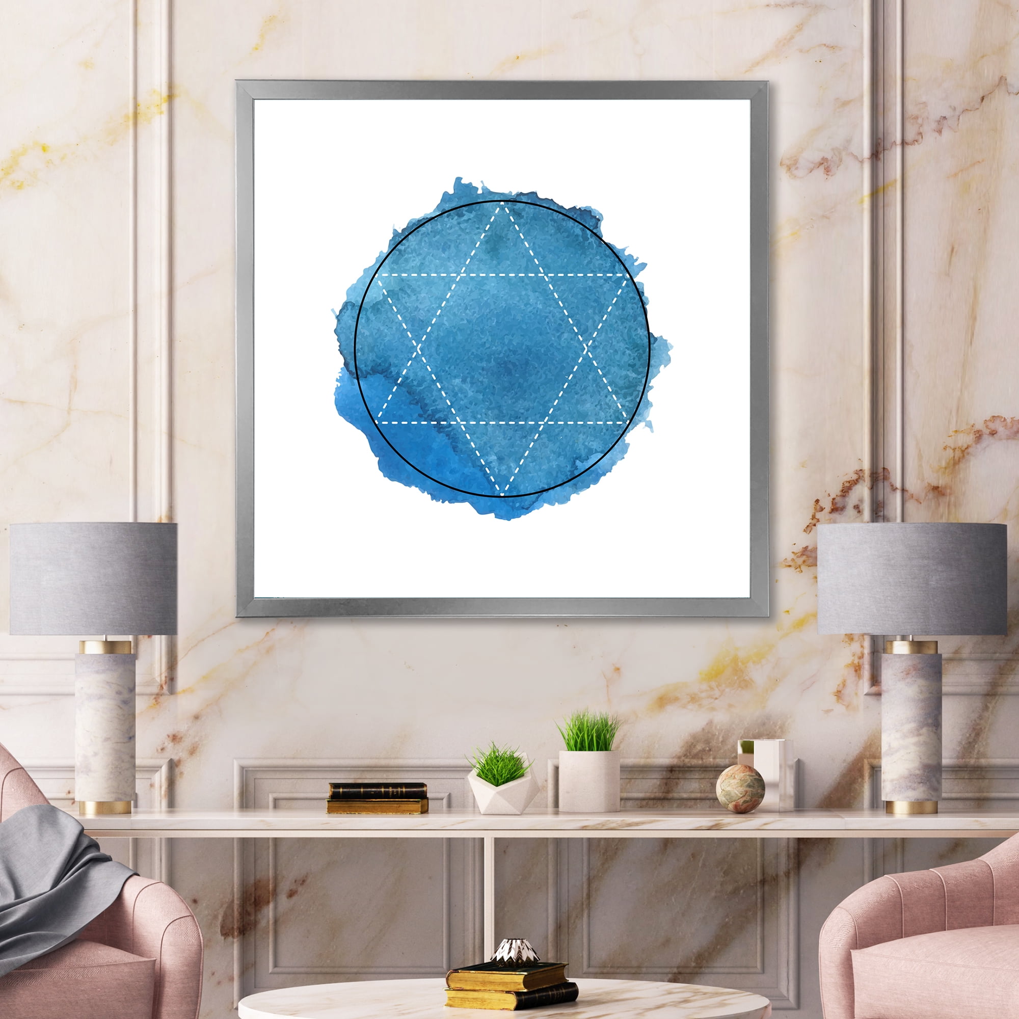 Designart 'Sacred Geometry and Symbol of Alchemy III' Bohemian & Eclectic Framed Art Print