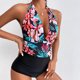 thumbnail image 3 of Bikini sin espalda con estampado de bloques de color cómodo para mujer, traje de baño de una pieza, conjunto de ropa de playa OAVQHLG3B Store lin121212, 3 of 3