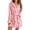 Light Pink, variant on harmtty Long Sleeve Pockets Waist Lace-up Solid Color Winter Pajamas Winter Warm Hooded Fleece Short Bathrobe,Light Pink