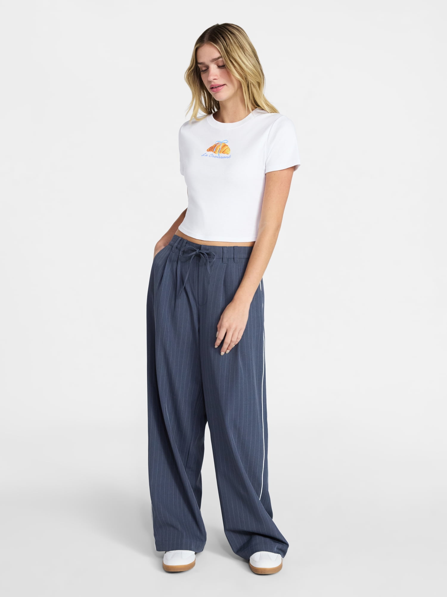 No Boundaries Cotton Crewneck Cropped Tee, Women's XXS-XXL