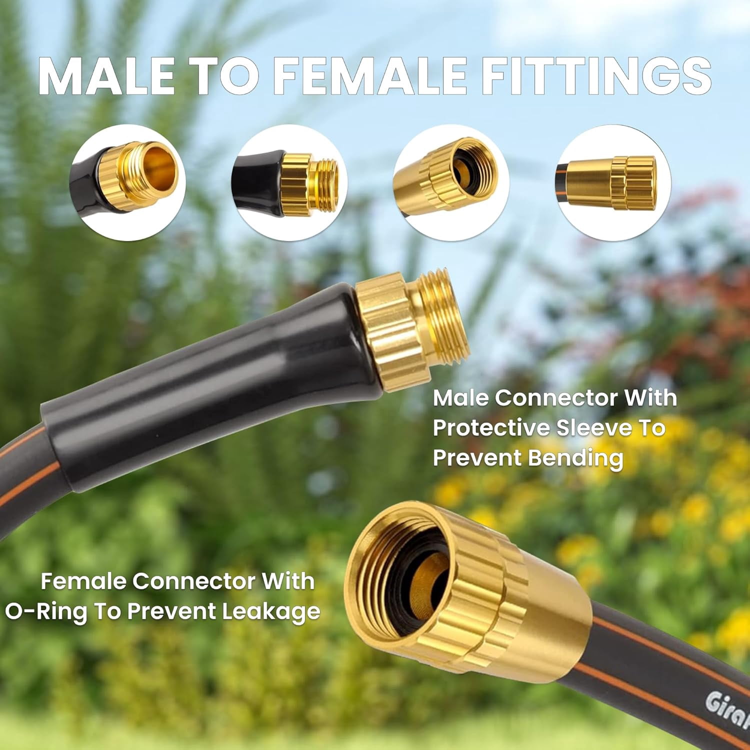 Garden Hose 6ft x 5/8", Short Water Hose Lightweight, Flexible Hose with Swivel Handle, Male to Female Fittings