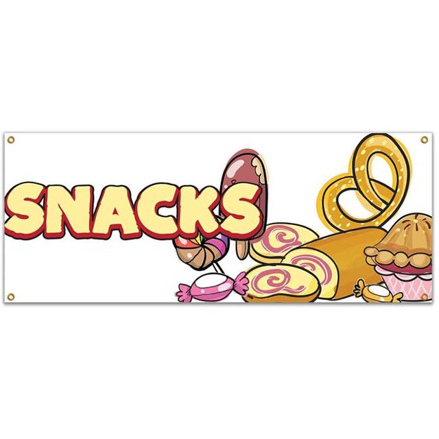 SignMission B-Snacks19 Bannière de Collations 48 Po. avec Support de Concession Camion de Nourriture Simple Face