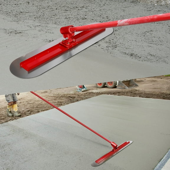 Concrete Float Trowel Set 48" Fresno Round - End Stainless Steel with 4 Aluminum Handles for Driveway Smoothing, Patio Construction, Basement Finishing
