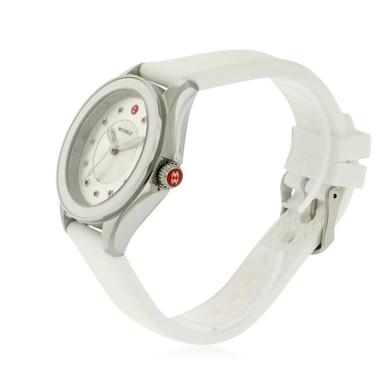 Michele Women's Cape Silicone White Analog 40mm Watch MWW27A000007