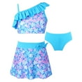 thumbnail image 4 of TiaoBug 3Pcs Kids Girls Bathing Suit Printed Swimsuits Ruffle Trim Tank Tops with Swim Briefs Skirt Sky Blue 8, 4 of 8