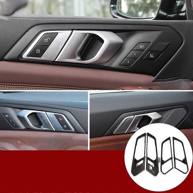 Carbon Fiber Style Car Interior Door Handle Frame Trim Accessories 4Pcs For X5 G05 2019 Auto Accessories (With heating)