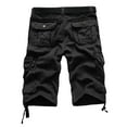 thumbnail image 4 of HCNTES Men's Cotton Cargo Classic Fit Shorts Flat Front Drawstring Summer Beach Shorts with Pockets(Black,38), 4 of 6