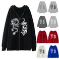 thumbnail image 3 of Hpapadks Hoodies Men Oversized Full Zip Hoodies Pullover with Chinese Dragon Print Gothic Graphic Hooded Jacket Men's Sweatshirts, 3 of 3