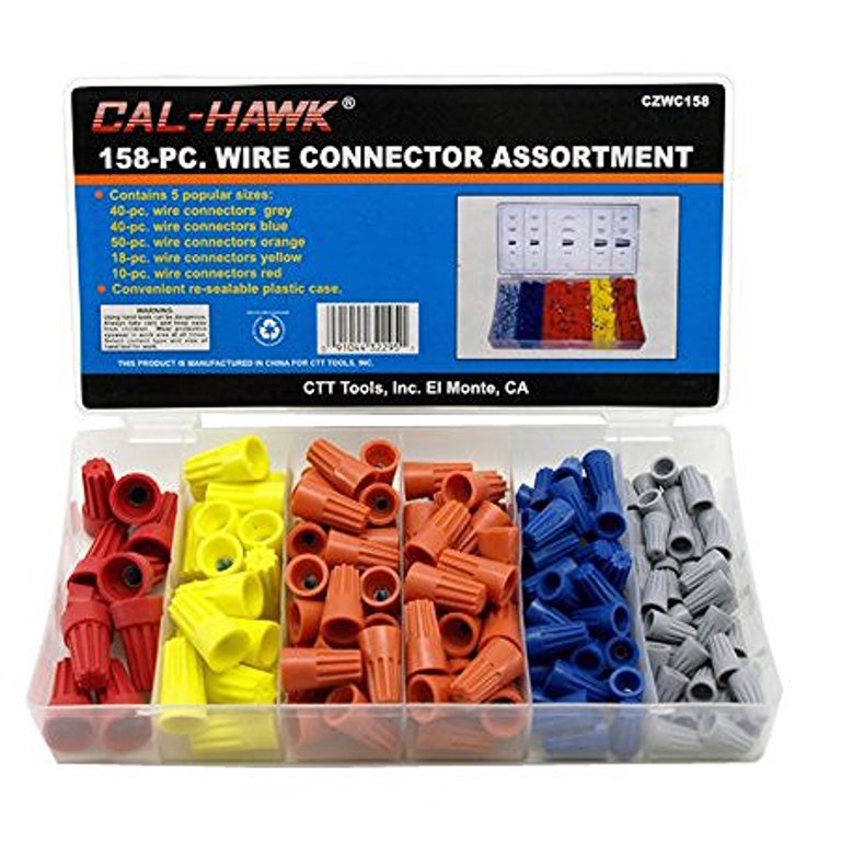 Cal-hawk Wire Connectors - 158 Pieces, with Plastic Storage Case