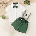thumbnail image 2 of Odeerbi Kids Two-piece Set Toddler Boys Formal Suit Gentleman School Uniform Suit Baby Summer Clothes 2024 Fashion Short Sleeve Blouse Solid Color Tie Overalls White, 2 of 9
