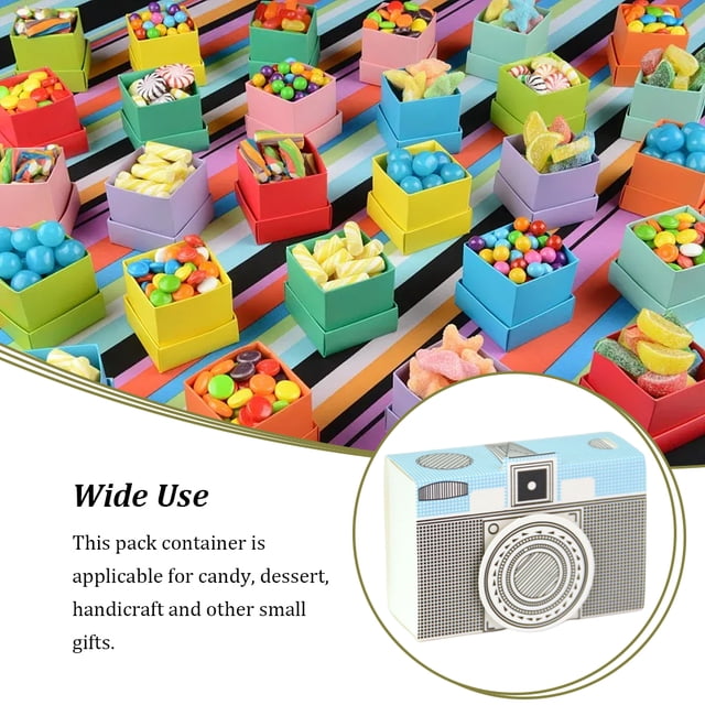 50pcs Camera Candy Box DIY Birthday Dessert Handicraft Package Boxes Paperboard Gift Pack Boxes Party Supplies Packing Containers Blue