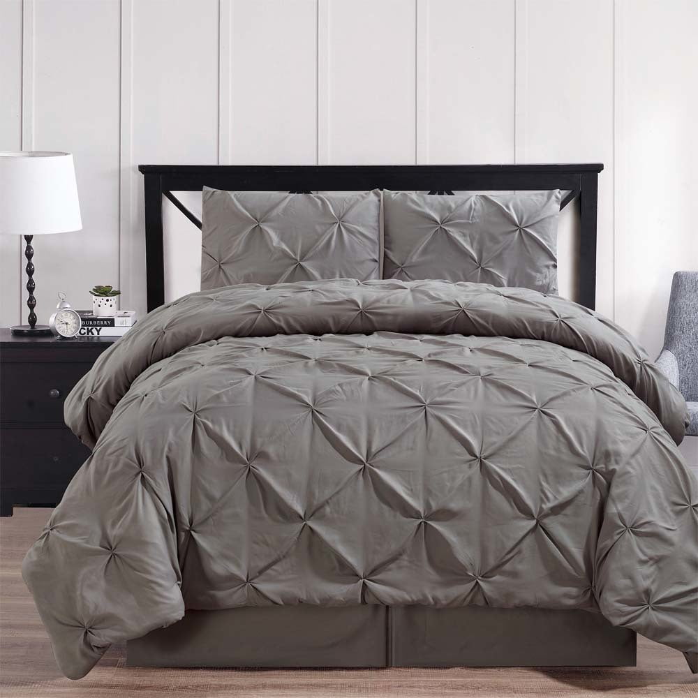 Details about   Double Needle Durable Stitching Comfy Bedding 3-piece Pinch Pleat Comforter Set 