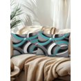thumbnail image 2 of Waterproof Outdoor Throw Pillows with Inserts 12"x20" Set of 2,Turquoise Geometric Soft Decorative Pillowcases for Couch Bedroom,Grey Classic Abstract Lines Striped Pillow Covers for Sofa Living Room, 2 of 8