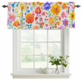 thumbnail image 2 of Spring Floral Valances for Windows, Watercolor Colorful Botanical Summer Light Filtering Kitchen Curtains, Rod Pocket Window Valance Curtains for Living Room Bedroom, 60" W x 18" L, 2 Panels, 2 of 9