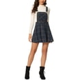 thumbnail image 2 of INSPIRE CHIC Women's Pinafore Overall Dress Checks Adjustable Strap Suspender Skirt XL Dark Blue, 2 of 6