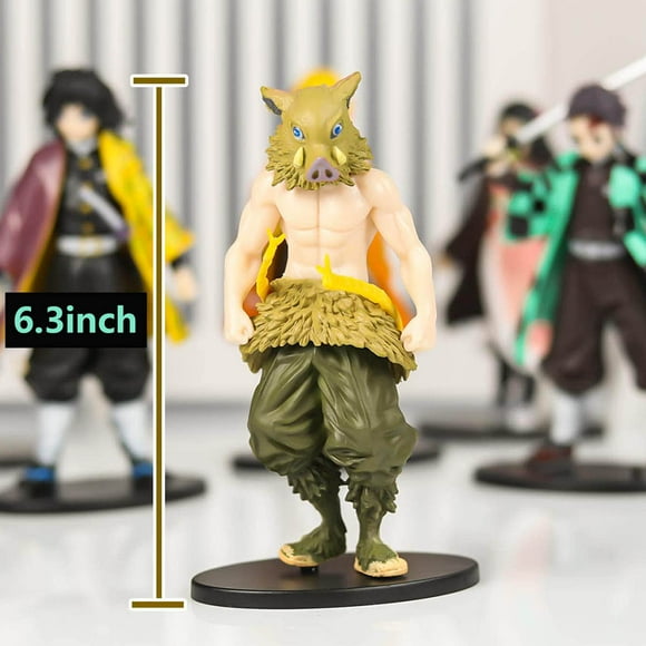 Demon Slayer Action Figure Set Figures 6 PCS Set 6.3 Inch Zenitsu Inosuke Tanjiro Nezuko Tomioka Shinobu Collectible Figurine Gifts Decoration