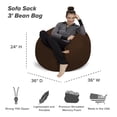thumbnail image 2 of Sofa Sack Bean Bag Chair, Memory Foam Lounger with Microsuede Cover, Kids, 3 ft, Chocolate, 2 of 9