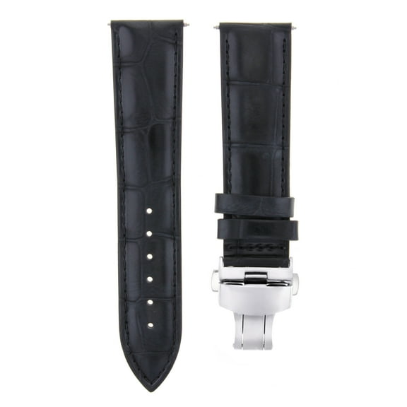 22MM LEATHER WATCH STRAP BAND FOR TISSOT COUTURIER WATCH DEPLOYMENT CLASP BLACK