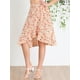 thumbnail image 2 of Falda Cruzada de Verano Allegra K con Dobladillo Alto y Bajo y Lazo Floral Blanco S, 2 of 6