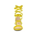 thumbnail image 6 of BLISSFUL STEP Women's Open Toe Lace up Sandals Mid Block Heels Sandals Yellow 6, 6 of 7