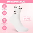 thumbnail image 5 of Bocaoying 6 Pairs Girls Cotton Crew Socks, Cute Ruffle Trim Mid-Calf Socks with Heart Design, Soft Breathable 6 Colors Mix – Fits Small Women US 5-6.5, 5 of 8