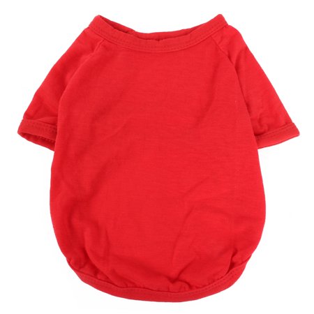Round Lock Collar - Pet Dog Cotton Round Collar Short Sleeve T-Shirt Vest Clothes Apparel Red Size S