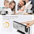 thumbnail image 5 of Reloj despertador con proyector, radio despertador con temperatura, humedad, pantalla LED de espejo de 7,5 pulgadas, con función de atenuación automática, (negro), 5 of 5