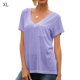 thumbnail image 1 of Camiseta Con Cuello En V Blusa De Verano Color Sólido Manga Corta Suelta Mujer Top, XL, Azul Inevent AP001219-16, 1 of 7