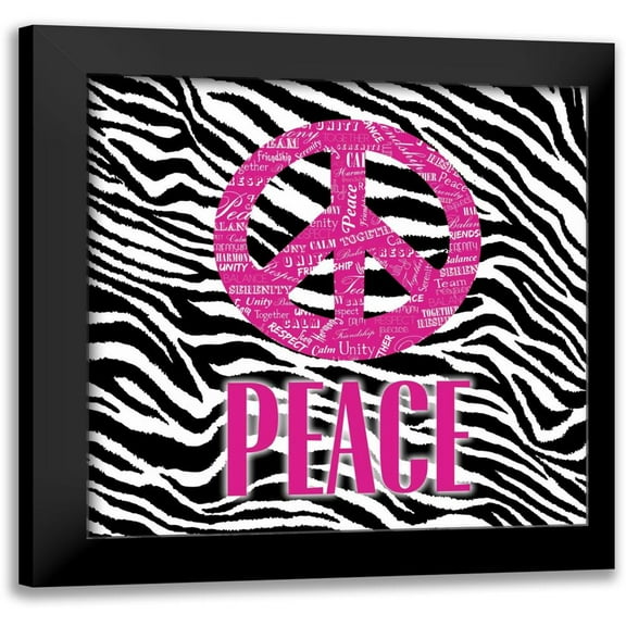 OnRei 12x12 Black Modern Framed Museum Art Print Titled - PEACE ON EARTH