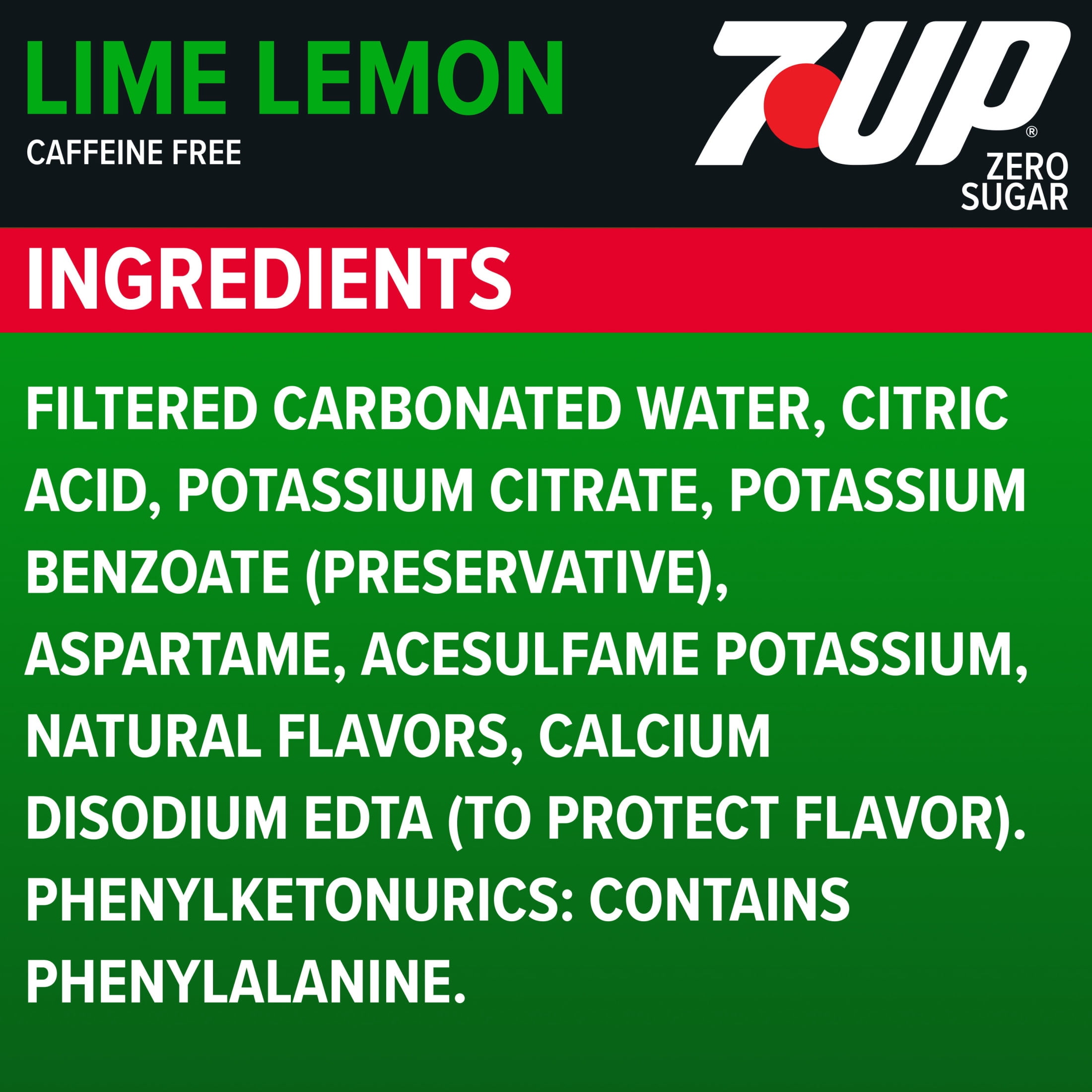 7UP Caffeine Free Zero Sugar Lime Lemon Soda Pop, 16.9 fl oz, 6 Pack Bottles