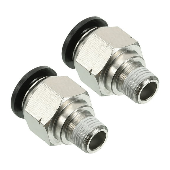 Uxcell 10mm x 1/8"NPT Male Thread Push to Connect Fittings Pneumatic Air line Quick Connect Fittings 2 Pack Silver