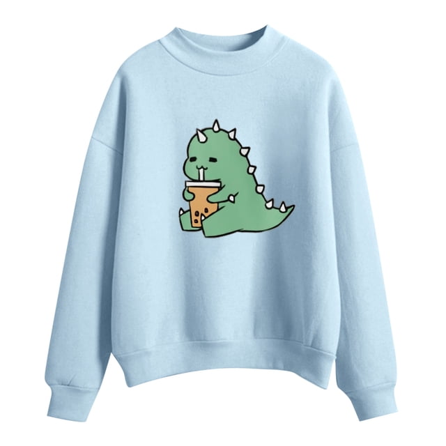 IROINID Rabais Womens Winter Clothes Chandails à Capuche Winter Chemises Aguichant Col Rond Manches Longues Hauts Imprimés Blouse Régulière, Bleu Clair