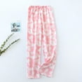 thumbnail image 3 of Women's Wide Leg Pants Drawstring Elastic Waist Pajama Bottoms Comfy Pants Fashion Printed Trousers with Pockets, 3 of 3