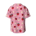 thumbnail image 2 of Balery Strawberry and Ladybugs Men's Casual Button Down Shirt Short Sleeve Textured Summer Cuban Beach Shirts-XX-Large, 2 of 7