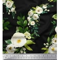 thumbnail image 1 of Soimoi Viscose Chiffon Fabric Leaves & Arabian Jasmine Floral Printed Craft Fabric by the Yard 42 Inch Wide, 1 of 3