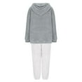 thumbnail image 5 of UAMVSH 2 Piece Fuzzy Fleece Hoodie Outfits for Women Plus Size Warm Hooded Pullover and Pant Plush Pajama Sets Winter Loungewear(4X-LargeGray 1), 5 of 7