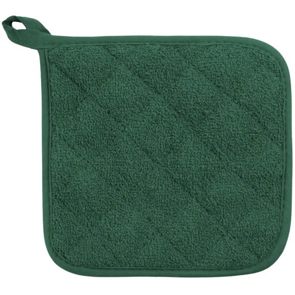 Ambrosia 4 Pack Pot Holders Quilted Cotton 6.75 in Hunter Green