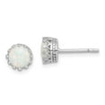 thumbnail image 3 of Sterling Silver Rhodium-plated 6mm Polished Created Opal Post Earrings, 3 of 4
