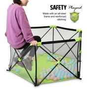 IMAGE Baby Gate Portable Playard Play Pen Lightweight Mesh Baby Playpen with Carrying Case for Infants and Babies
