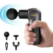 Mini Massage Gun Powerful Portable Handheld Electric 4 Heads Massagers Deep Tissue Muscle Massager USB Charging - Black