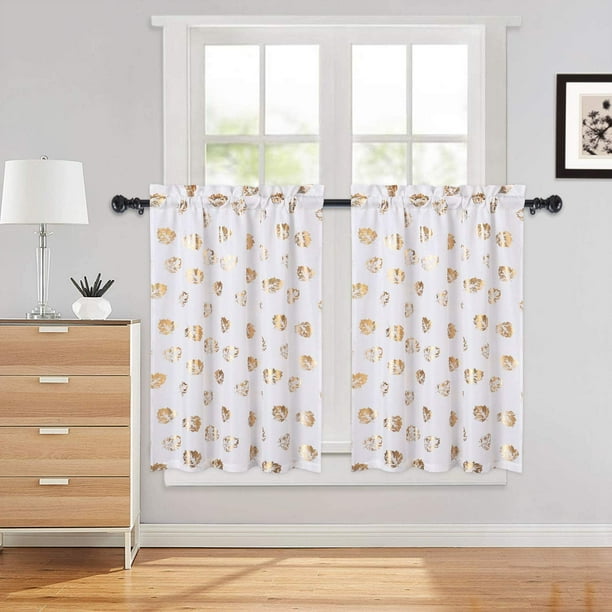 Caromio Leaf Cafe Curtains 36 Inches, Curtains 36 Inches Long