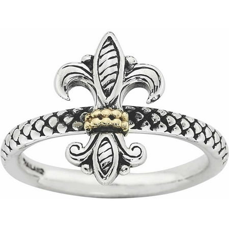 Sterling Silver & 14k Stackable Expressions Antiqued Ring
