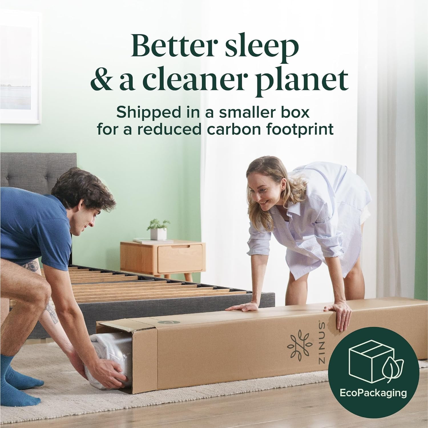 Zinus 8 inch Twin Hybrid Mattress, Medium Firmness, Fiberglass Free, Durable Support, Mattress in a Box