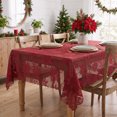 thumbnail image 3 of Sm:)e Poinsettia Embroidery Lace Tablecloth 60x84 Inch, Red, Vintage Floral Fabric Classy Vintage Reception Decor, 3 of 6