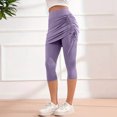 thumbnail image 6 of qolati Skirted Leggings for Women Tennis Golf Skorts Capris Pickleball Clothing Outfits Gym Yoga Legging with Side Adjustable Drawstring, 6 of 9