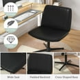 thumbnail image 3 of Home Office Chair Armless Criss Cross Legged Chair No Wheels, Wide Comfy Desk Chair Makeup Vanity Chair, Height Adjustable Swivel PU Leather Computer Chair Task Chair, Black, 3 of 6