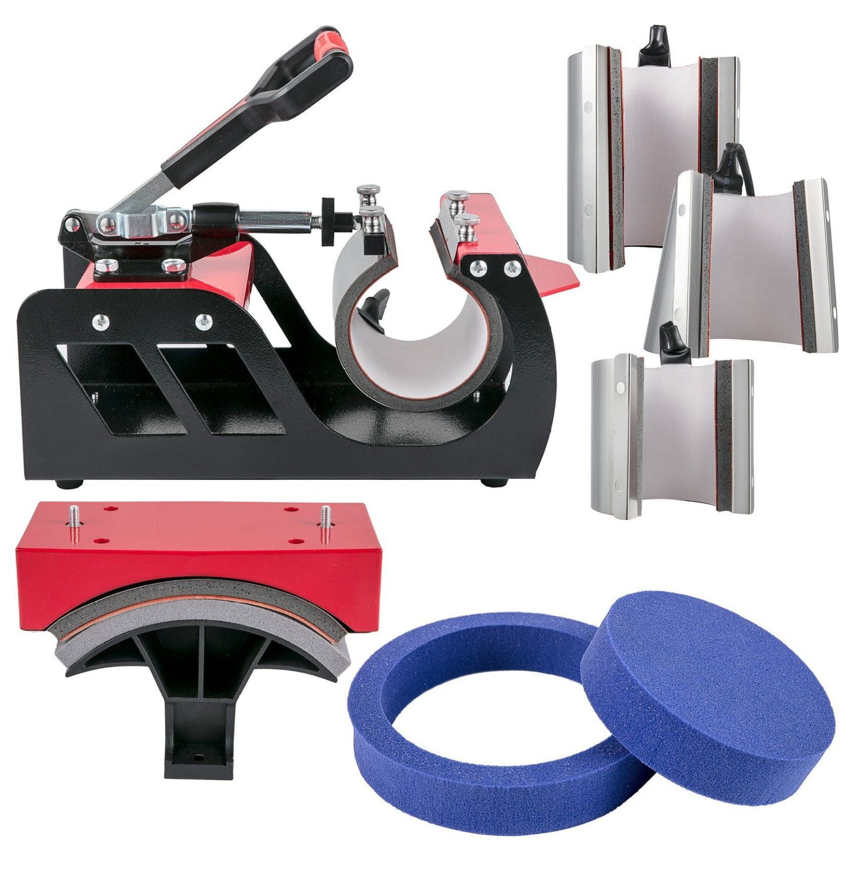 Heat Press Machine 15x15 8-in-1 Sublimation Machine, Digital Control, 360° Rotation, for T-Shirts, Caps, Mugs, Plates - Red