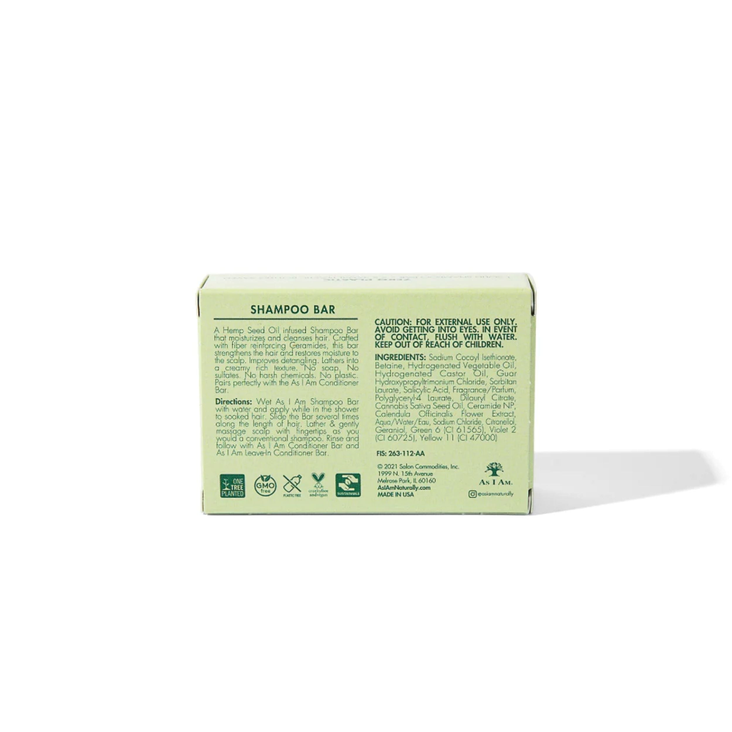 As I Am Hemp Seed Oil Shampoo Bar – Gentle Cleansing for Dry Hair & Scalp – 3.5 oz (Ceramides, Calendula & Betaine)